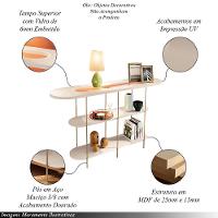 Aparador Decorativo Sala De Estar Walker Pés Em Aço Tampo Vidro Off White G26 - Gran Belo - 3