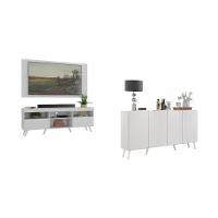 Rack Com Painel Para Tv Até 65 Polegadas E Aparador 4 Portas Retrô Multimóveis Mp1095 Branco - 2