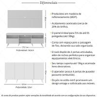 Rack Com Painel Para Tv Até 65 Polegadas E Aparador 4 Portas Retrô Multimóveis Mp1095 Branco - 5