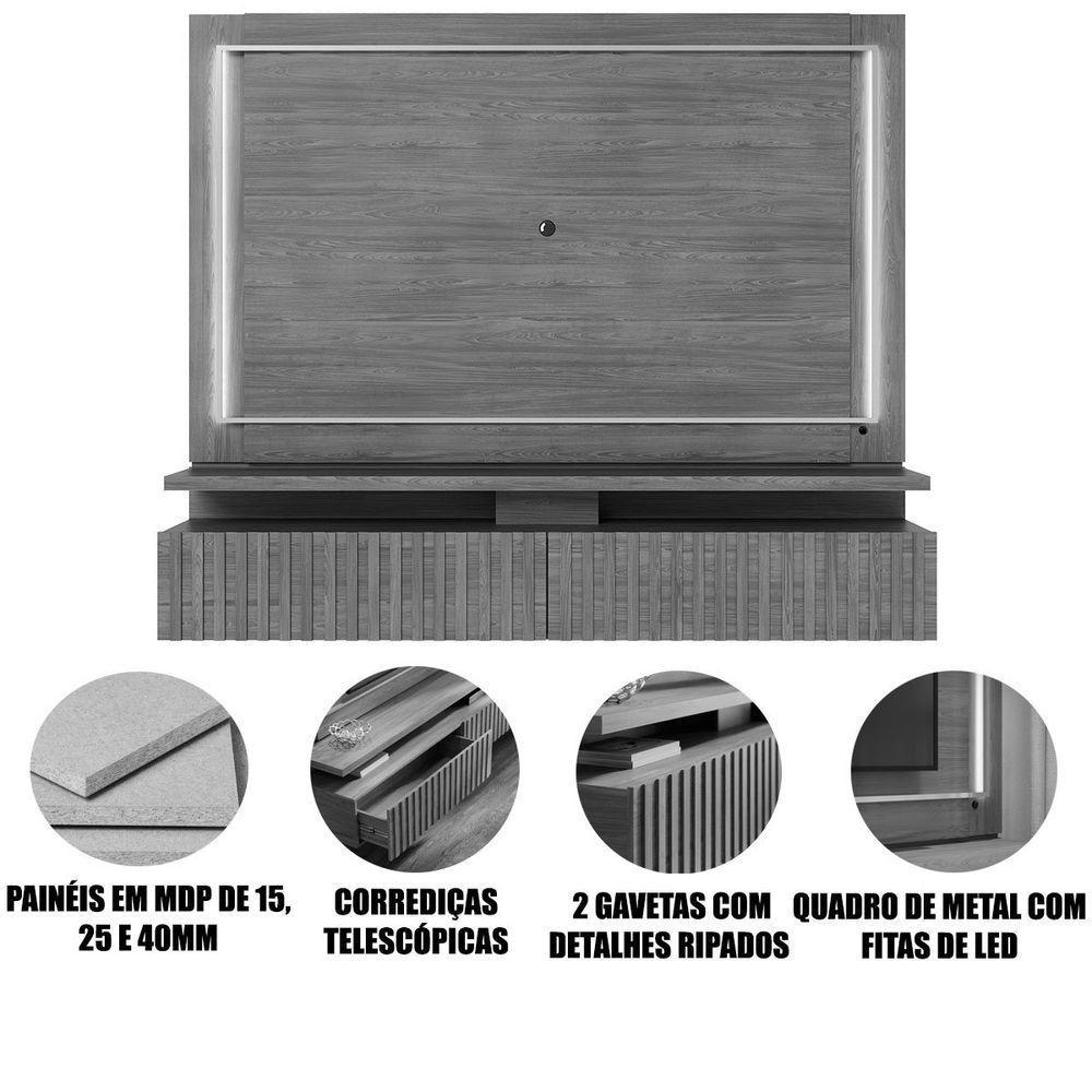 Painel Suspenso Para Tv 75 Polegadas Ripado Com Led Hera Cumaru - 3
