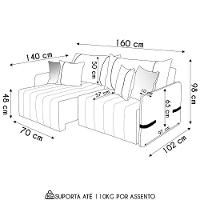 Sofá Cama Retrátil 160cm Essence D05 Linho Grafite/preto - Mpozenato - 3