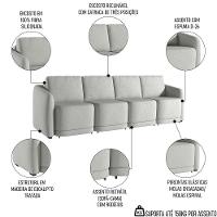 Sofá Cama Casal Para Sala 436cm Polska K04 Linho Cinza - Mpozenato - 2