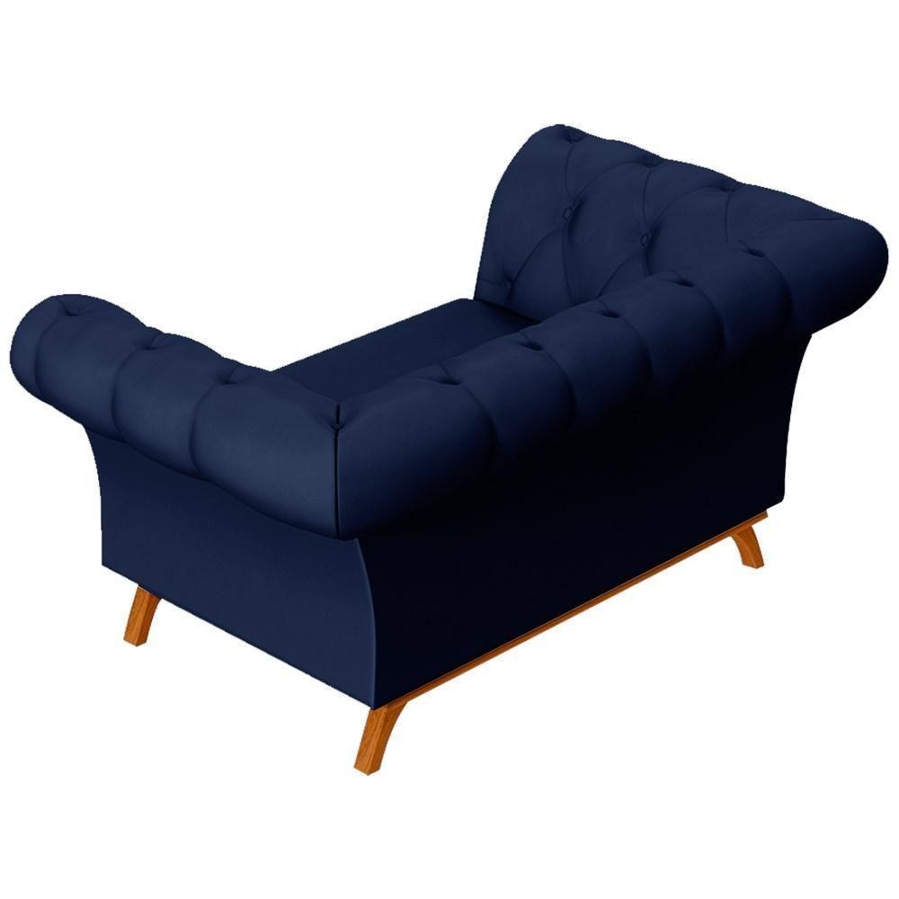 Sofá 150cm 2 Lugares Base Madeira Império C-304 Veludo Azul Marinho - Domi - 5