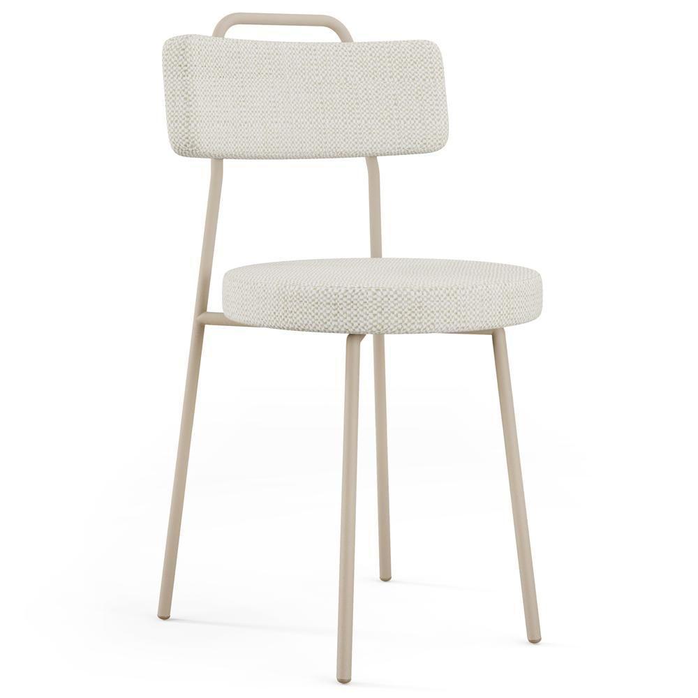 Kit 04 Cadeiras Decorativas Estofada Sala Jantar Barcelona Arena L02 Linho Champagne - Lyam - 3