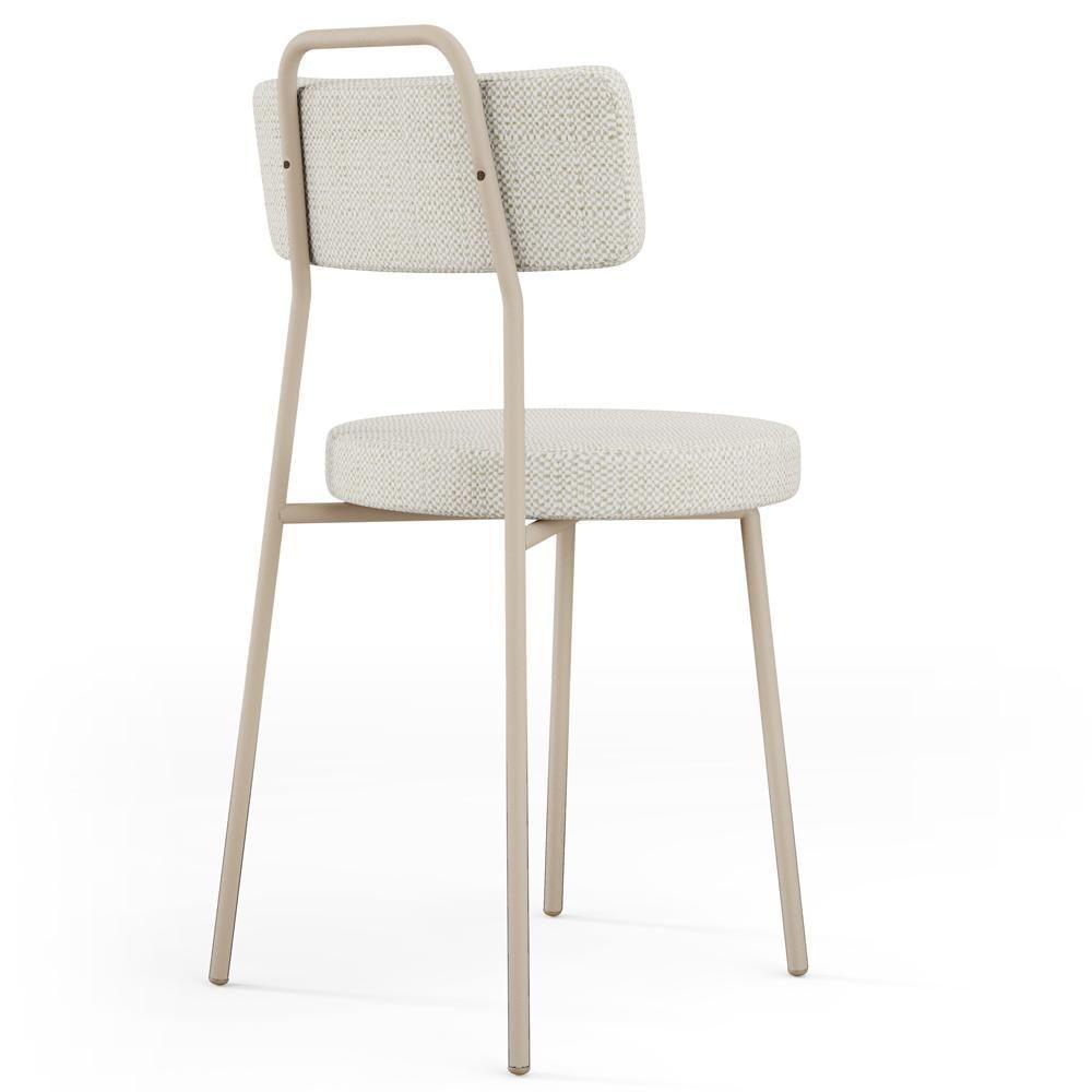Kit 04 Cadeiras Decorativas Estofada Sala Jantar Barcelona Arena L02 Linho Champagne - Lyam - 8