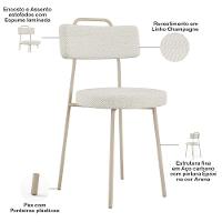 Kit 04 Cadeiras Decorativas Estofada Sala Jantar Barcelona Arena L02 Linho Champagne - Lyam