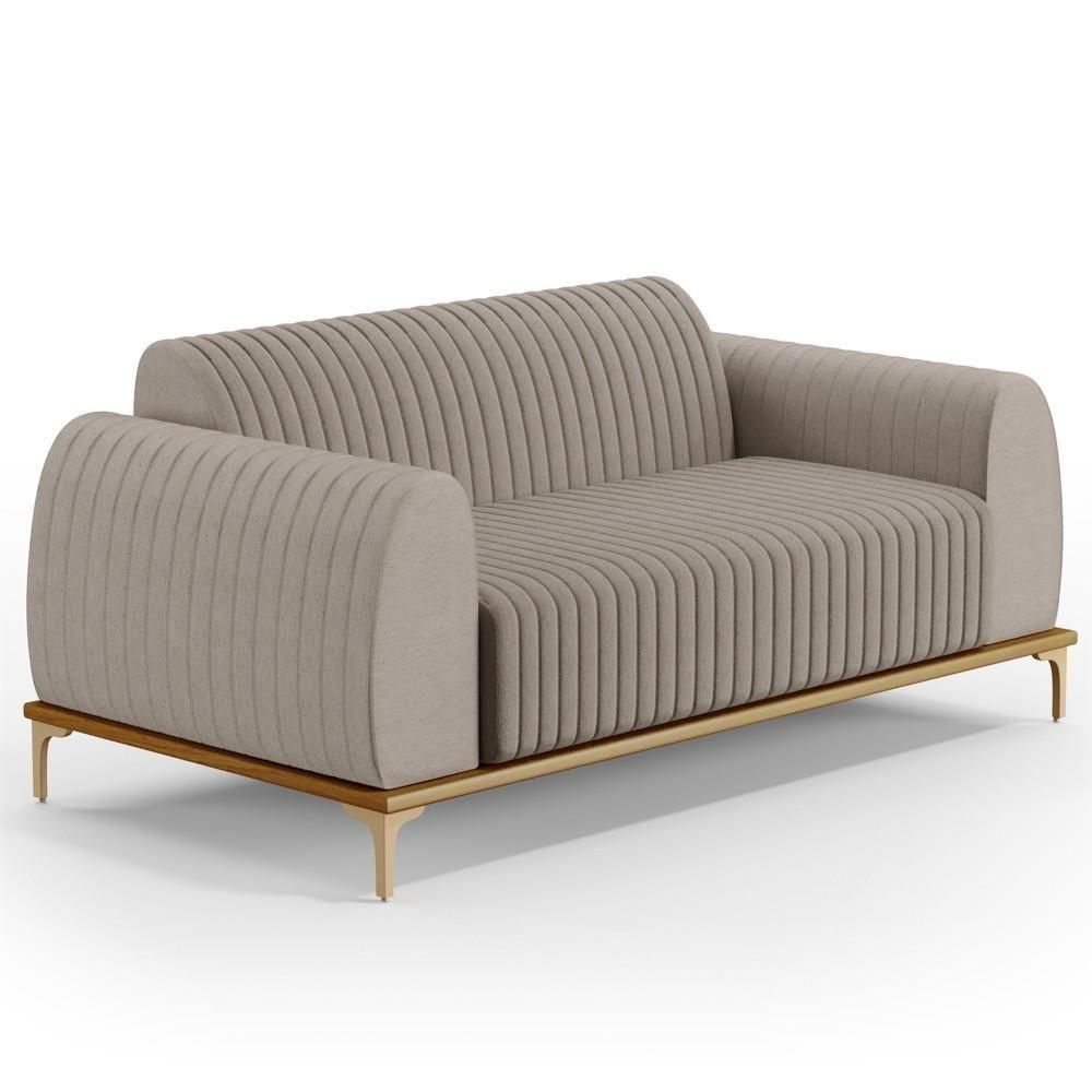 Sofá 180cm 3 Lugares Base Gold Molino D06 Linho C-370 Bege - Mpozenato - 1