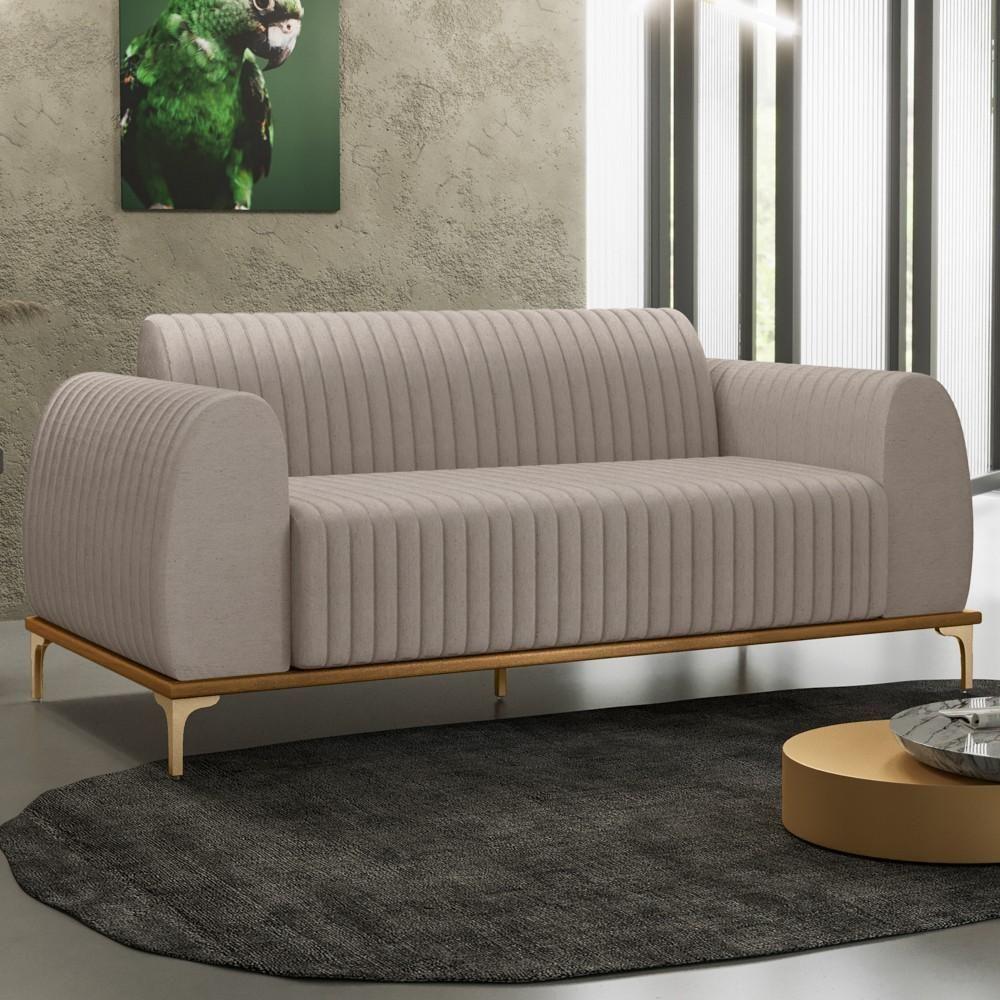 Sofá 180cm 3 Lugares Base Gold Molino D06 Linho C-370 Bege - Mpozenato - 2