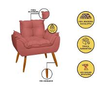 Kit 02 Poltronas + Sofá 2 Lugares Com Puff Opala Balaqui Rosa - 2