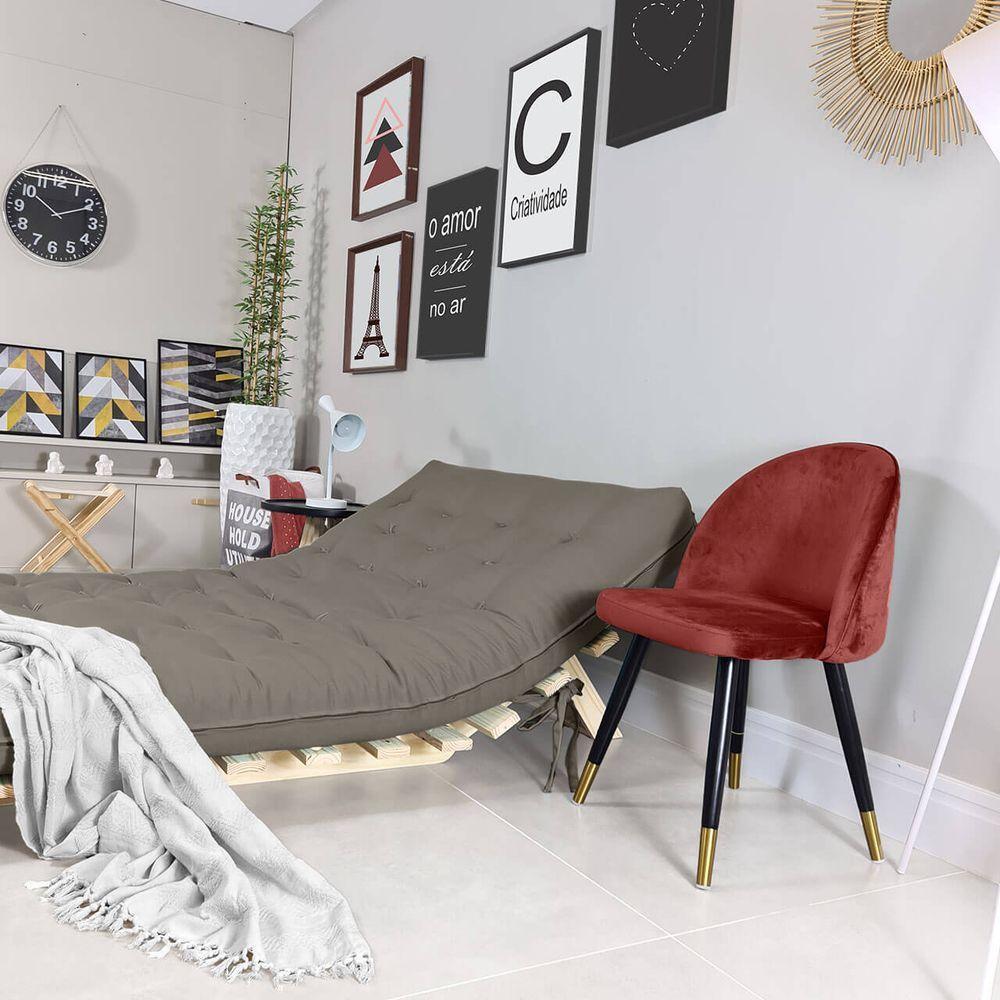 Sofa Cama Casal Futon Oriental Cinza Com Madeira Maciça - 3