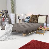 Sofa Cama Casal Futon Oriental Cinza Com Madeira Maciça - 2