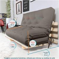Sofa Cama Casal Futon Oriental Cinza Com Madeira Maciça - 6