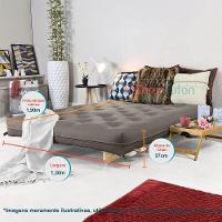 Sofa Cama Casal Futon Oriental Cinza Com Madeira Maciça - 7
