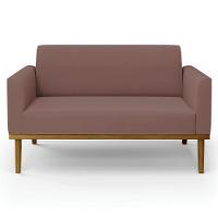 Sofá Namoradeira E 1 Poltrona Base Madeira Castanho Maressa Veludo Rosê - Ibiza - 5