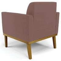 Sofá Namoradeira E 1 Poltrona Base Madeira Castanho Maressa Veludo Rosê - Ibiza - 6