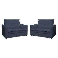 Kit 02 Sofás 2 Lugares Namoradeira Marrocos 1,40m Sala De Tv Estar Recepção Suede Azul Marinho Mabe Magazine - 2