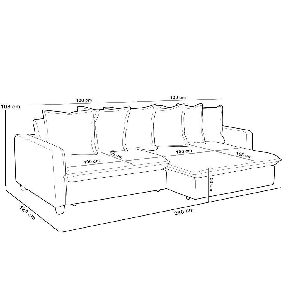 Sofá Retrátil Para Sala Living 3 Lugares 230cm Lake F04 Linho Bege - Lyam Decor - 4