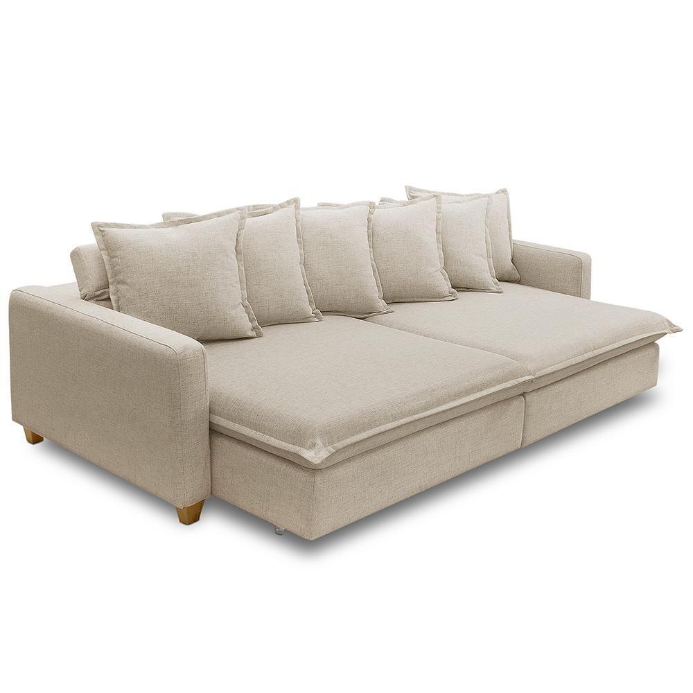 Sofá Retrátil Para Sala Living 3 Lugares 230cm Lake F04 Linho Bege - Lyam Decor - 6