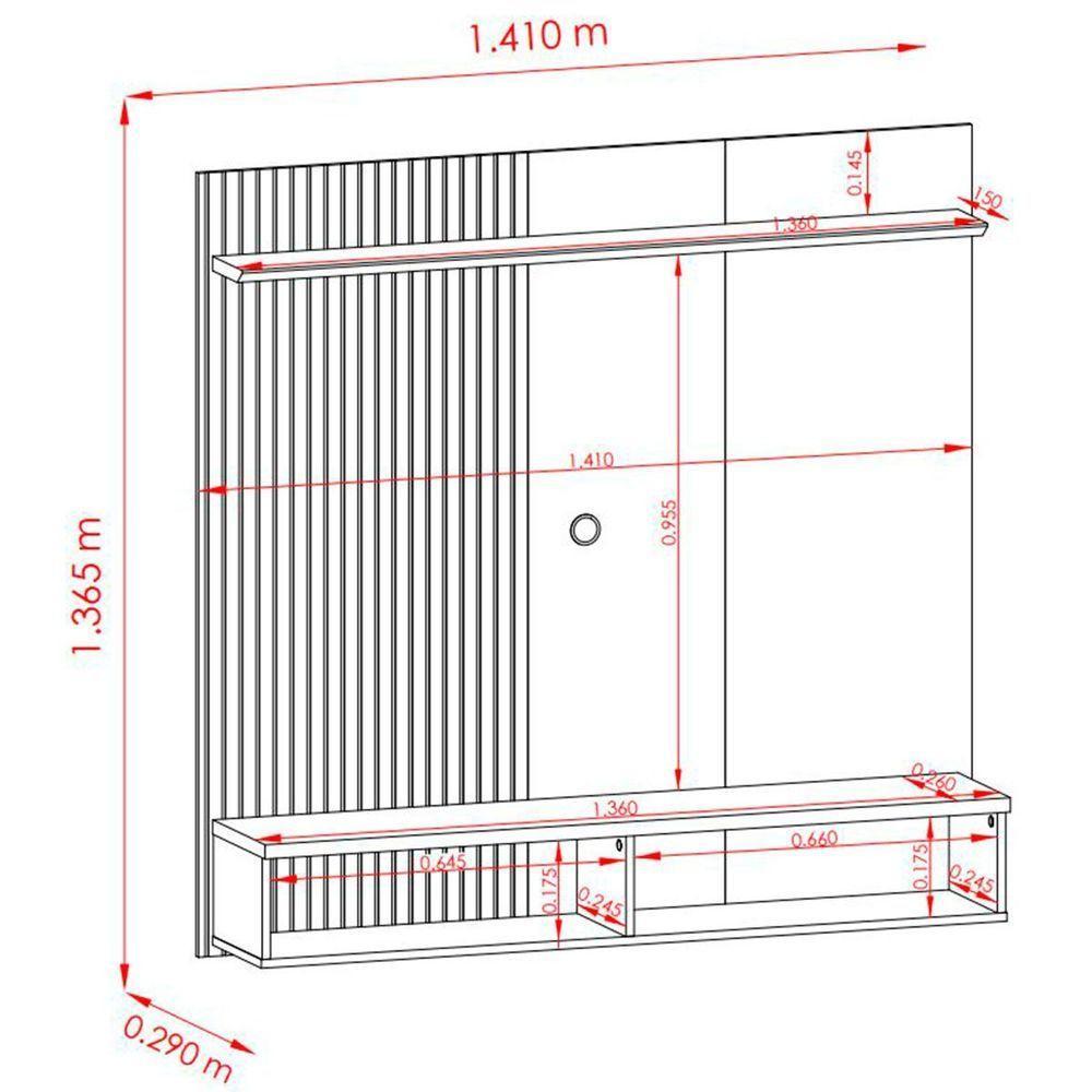 Painel Suspenso Para Tv 55 Polegadas 1 Porta Basculante Isis Cinamomo/off White - 6