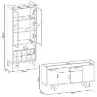 Conjunto Cristaleira Adega Mdp/mdf E Buffet Balcão Andorra/albâni Off White/castanho G26 - Gran Belo