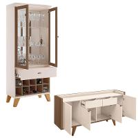 Conjunto Decorativo Cristaleira Adega E Buffet Balcão Andorra/albâni Off White/castanho G26 - 8