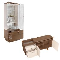 Conjunto Decorativo Cristaleira E Buffet Aparador Peggy/noeli Off White/castanho G26 - Gran Belo - 6