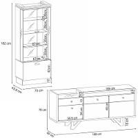 Conjunto Decorativo Cristaleira E Buffet Aparador Peggy/noeli Off White/castanho G26 - Gran Belo - 8