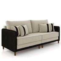 Sofá 3 Lugares Living 232cm Zoe K04 Veludo Bege/preto - Mpozenato - 1