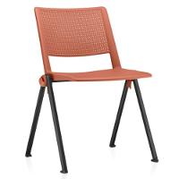 Cadeira Empilhável Fixa Lift F02 Base Aço Preto Laranja - Lyam Decor - 1