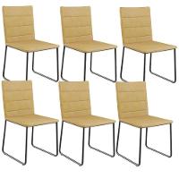 Kit 06 Cadeiras Decorativa Estofada Para Sala De Jantar Preto Maya L02 Couríssimo Fendi - Lyam Decor - 1