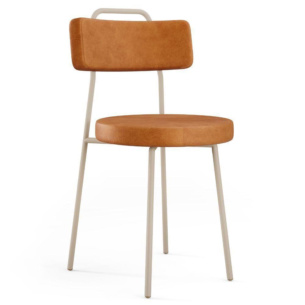 Kit 08 Cadeiras Decorativas Estofada Sala Jantar Barcelona Arena L02 Couríssimo Canela - Lyam - 4