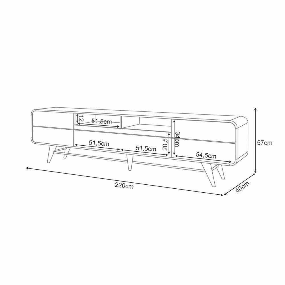 Bancada Europa Pés Em Madeira Para Tv Até 85 Polegadas Off White/castanho G26 - Gran Belo - 4