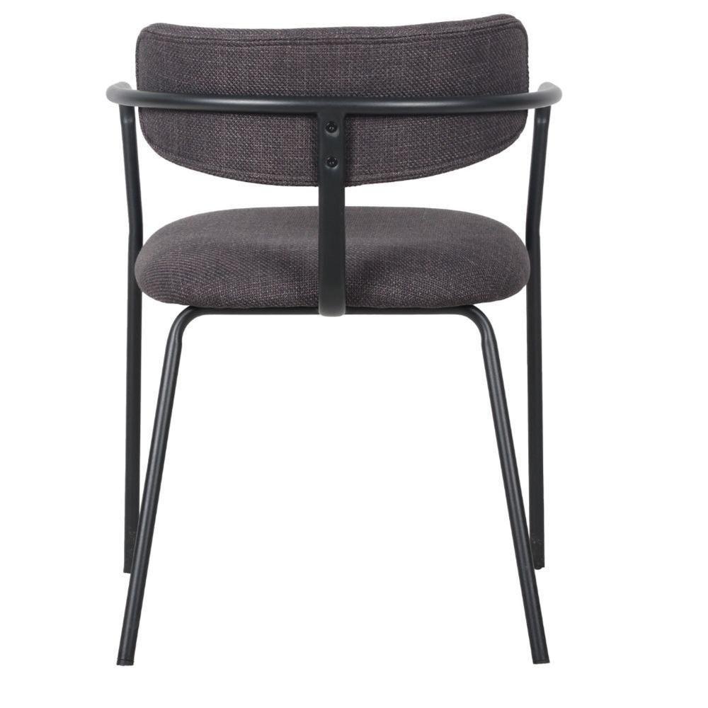 Kit 4 Cadeiras Girona Com Braços Fratini Encosto Assento Tecido Grafite Estrutura Aço Carbono Preto - 3