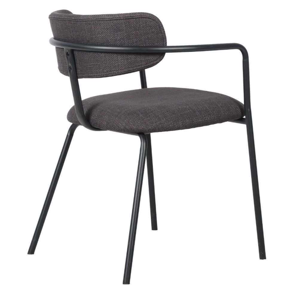 Kit 4 Cadeiras Girona Com Braços Fratini Encosto Assento Tecido Grafite Estrutura Aço Carbono Preto - 6