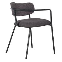 Kit 4 Cadeiras Girona Com Braços Fratini Encosto Assento Tecido Grafite Estrutura Aço Carbono Preto - 6