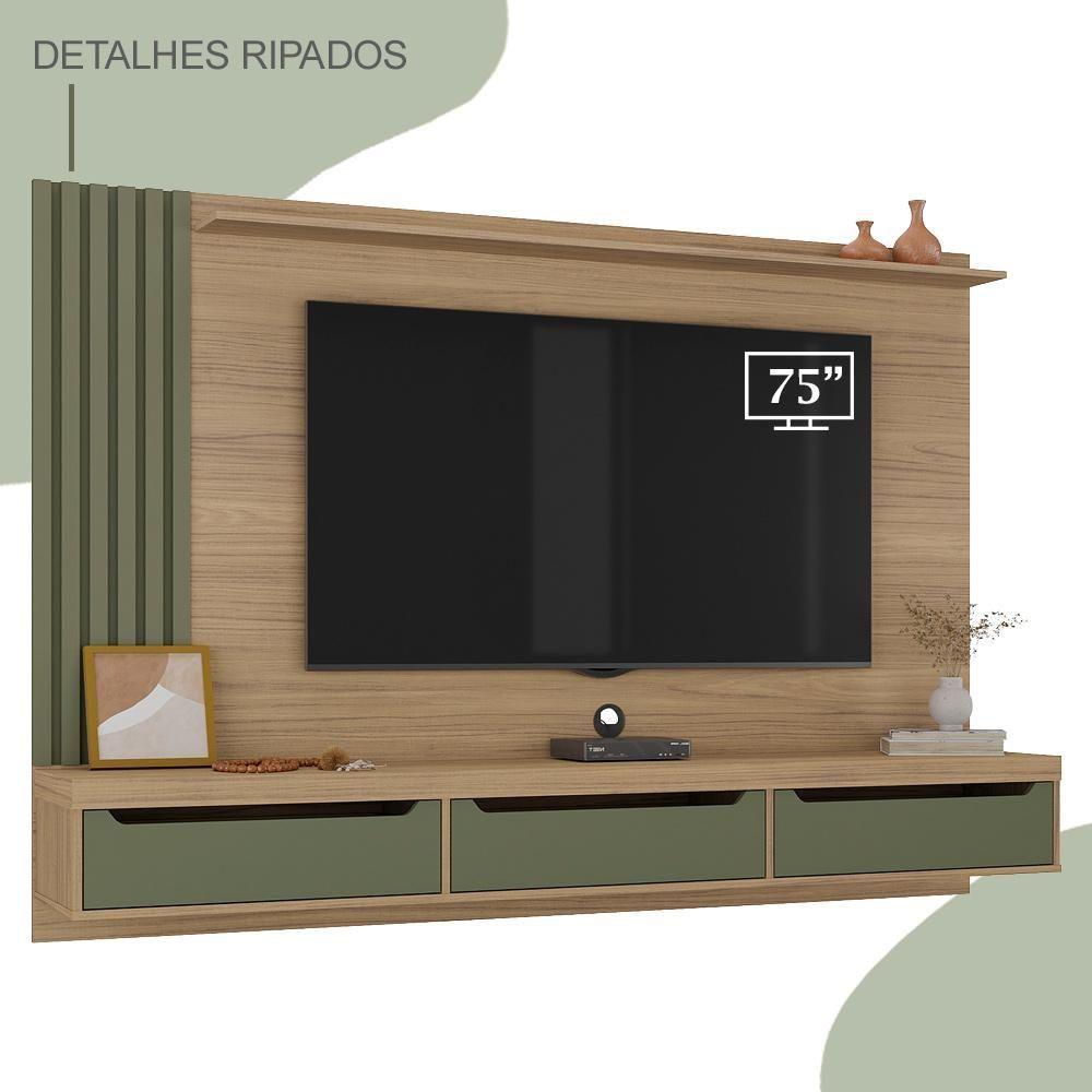 Painel Suspenso Tv 75 Pol 200 Cm 4584 Carvalho Menta Arly Carvalho Menta - 7