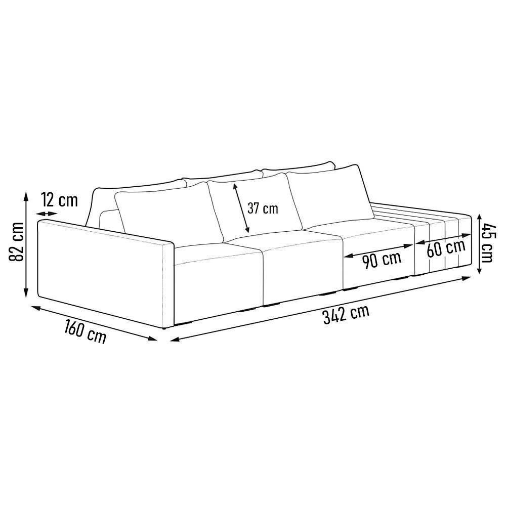Sofá Ilha Modular Com Puff Para Sala Living 342cm Georgia K04 Veludo Rosê - Mpozenato - 4