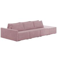 Sofá Ilha Modular Com Puff Para Sala Living 342cm Georgia K04 Veludo Rosê - Mpozenato - 1
