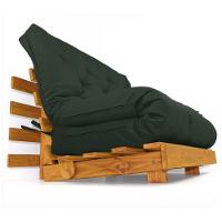 Sofá Cama Casal Futon Tokio Verde Militar Madeira Maciça Cor Mel - 2
