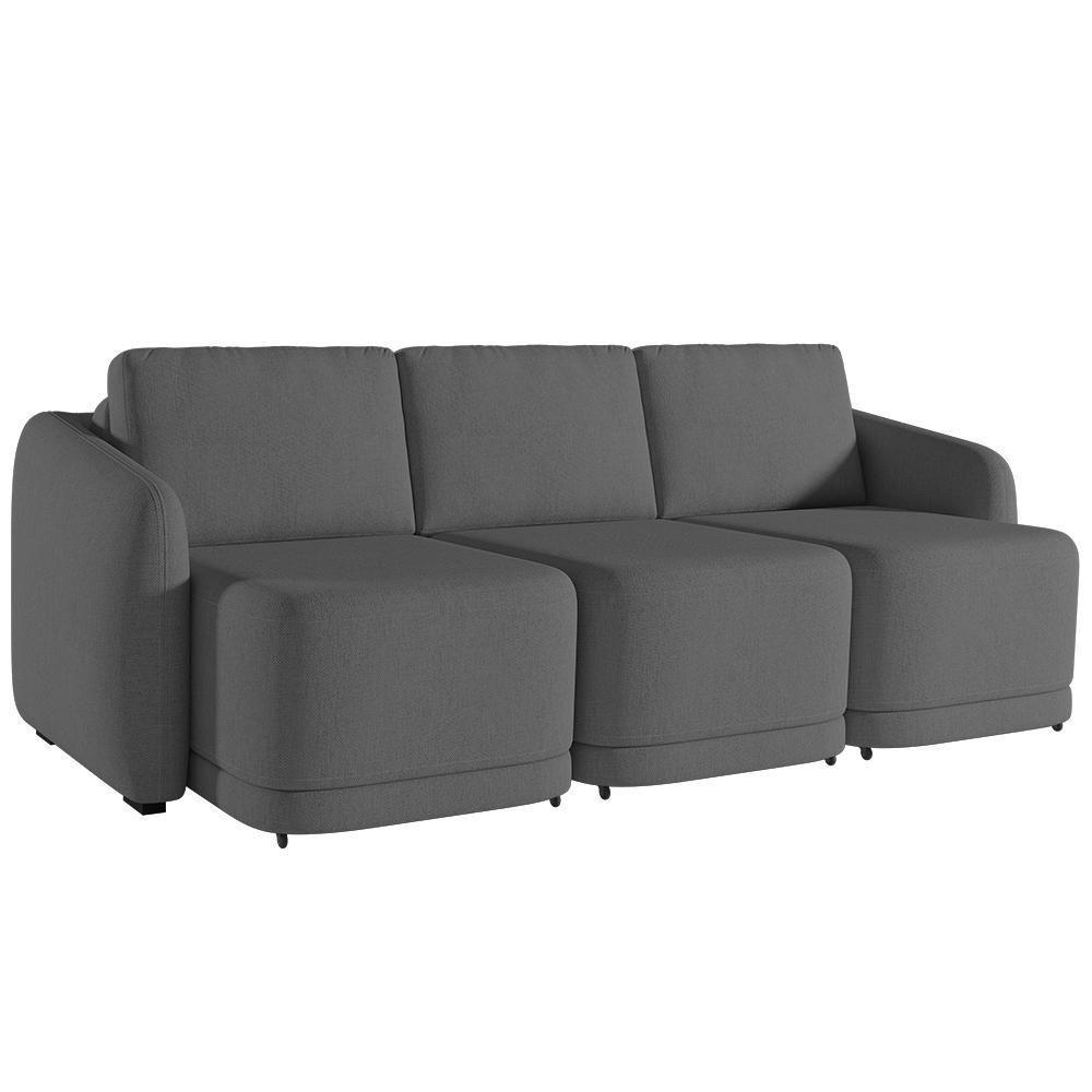 Sofá Cama Casal Para Sala 246cm Polska K04 Linho Cinza Escuro - Mpozenato - 8