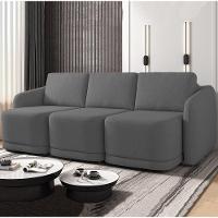 Sofá Cama Casal Para Sala 246cm Polska K04 Linho Cinza Escuro - Mpozenato