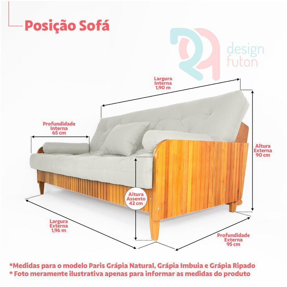 Sofá Cama Paris Ripado Sarja Madeira Nobre - Verde Militar - 4