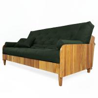 Sofá Cama Paris Ripado Sarja Madeira Nobre - Verde Militar - 1