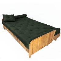 Sofá Cama Paris Ripado Sarja Madeira Nobre - Verde Militar - 2
