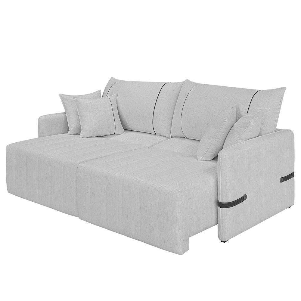 Sofá Cama Retrátil 180cm Essence D05 Linho Cinza/preto - Mpozenato - 4