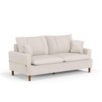 Sofá Living 3 Lugares 180cm Com Almofadas Veras D05 Linho Cru - Mpozenato