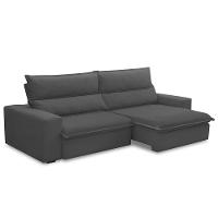 Sofá Retrátil Reclinável Para Sala 3 Lugares 230cm Senzi F04 Veludo Cinza Escuro - Lyam Decor - 1