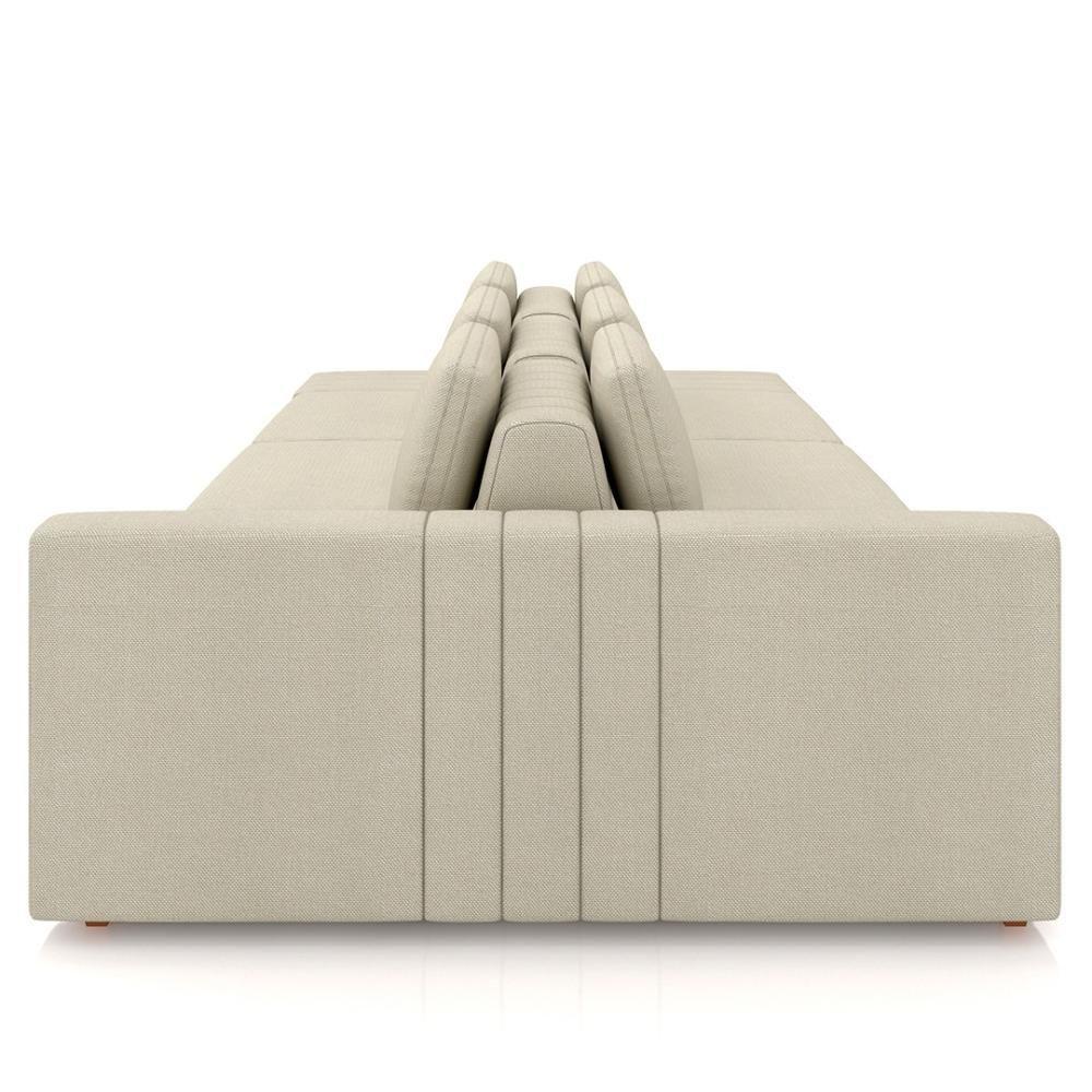 Sofá Ilha E Puff Sala Living 395cm Siesta M22 Linho Areia - Mpozenato - 6