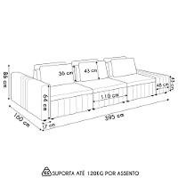 Sofá Ilha E Puff Sala Living 395cm Siesta M22 Linho Areia - Mpozenato