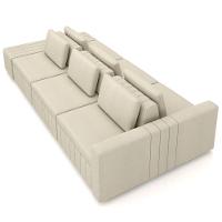 Sofá Ilha E Puff Sala Living 395cm Siesta M22 Linho Areia - Mpozenato - 7